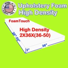 High Density #FoamTouch Upholstery Foam size 2" X 36" X (36-50)" Custom Cut