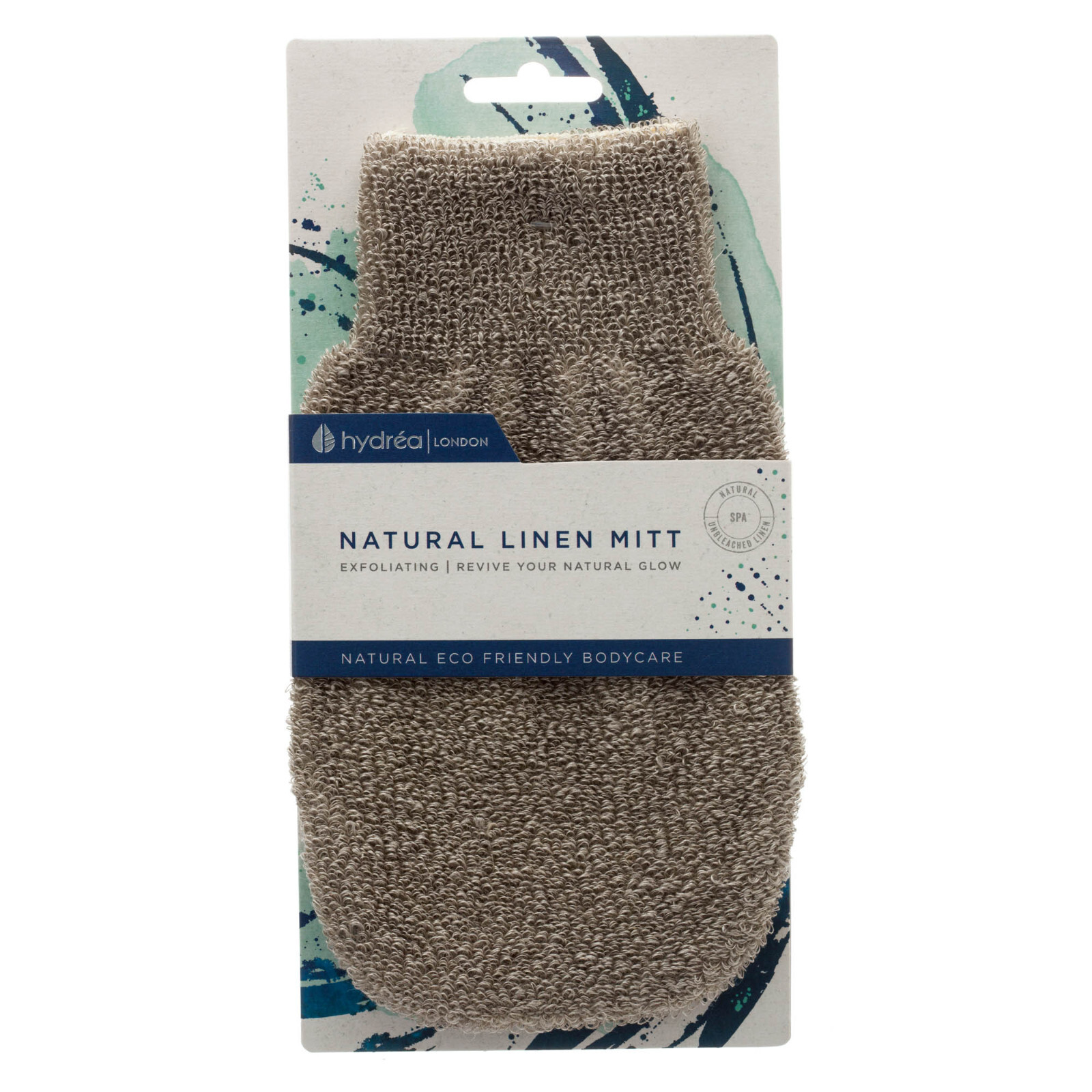 Hydréa London Natural Linen Spa Mitt, Bath & Shower, Gentle Exfoliation