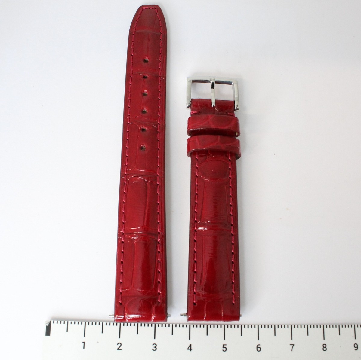 Baume & Mercier Red Leather Strap Watch Cherry Red Alligator Leather Watch Strap For Baume & Mercier  main image 4