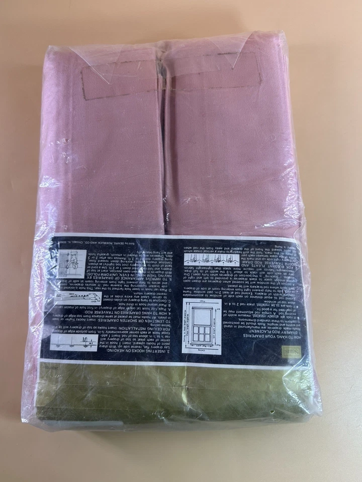 1 Par de Cortinas Sears Regal II 48x90" Rosa Polvorienta Vintage No Perfectas Foto 3 de 4