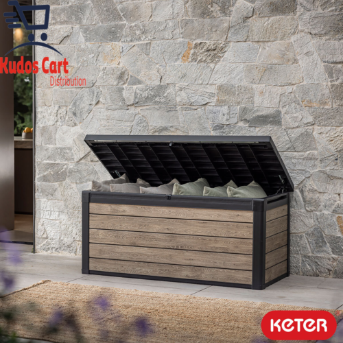 Keter Ashwood Signature 570L Outdoor Storage Deck Box Garden Lockable Sturdy New - Afbeelding 1 van 12
