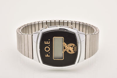 F.O.E. DIGITAL BLACK & GOLD PAINTED BEZEL FLEX BAND WRISTWATCH   6487