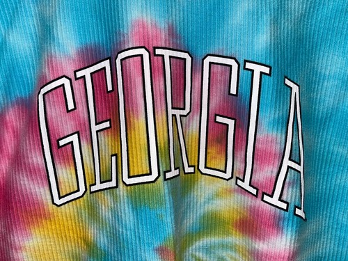 EUC Women's PRESSBOX UGA Georgia Tie Dye Crew Sweatshirt 100% Cotton L/S Size M - Picture 2 of 5