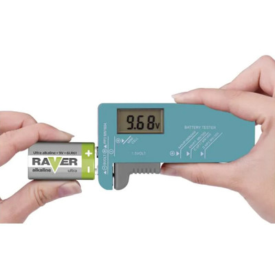 EMOS Batterieprüfgerät AA, AAA, C, D, 9V Akku Tester Knopfzellen Tester