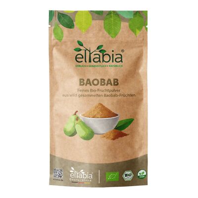 Bio Baobab Pulver | Affenbrotbaum in Rohkost Qualität ohne Zusätze Baobabpulver