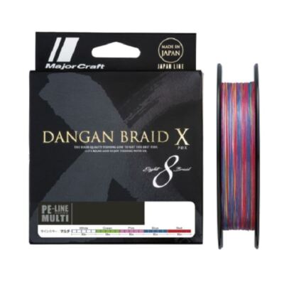 Tresse Major Craft Dangan Braid X8 – 300m, PE 0.8, Multicolore, Neuve