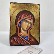 Icona antica bizantina religiosa sacra in legno Tavola Madonna dipinta a mano
