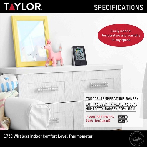 Digital Indoor Comfort Level Thermometer and Hygrometer Black - Picture 7 of 8