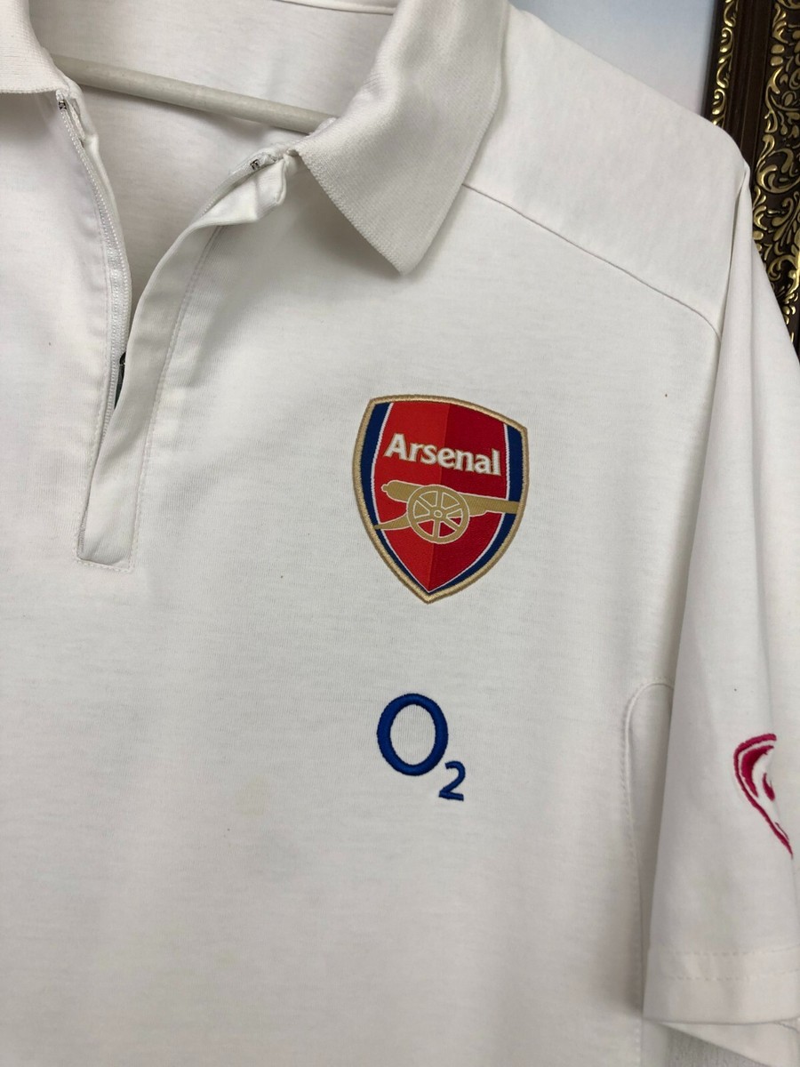 Vintage Nike Arsenal Football Polo Shirt o2 Soccer White