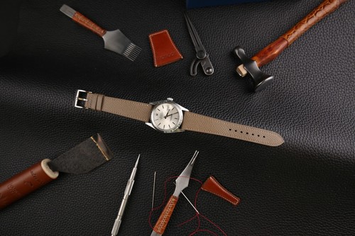 Calfskin Taupe Epsom Leather Watch Strap Band 18mm 19mm 20mm 21mm 22mm 23mm - Picture 4 of 11