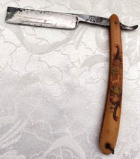 Antigua maquinilla de afeitar Wadsworth Razor Co XLNT Alemania mango de celuloide ciervo
