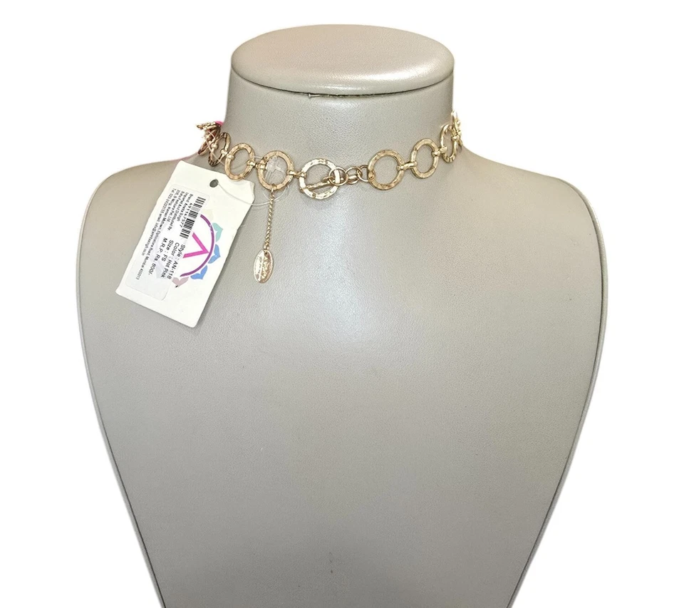 Nuevo Collar Amrita Singh Multistrand Rosa Cuentas Cilindro Tono Dorado Distintivo Foto 4 de 4