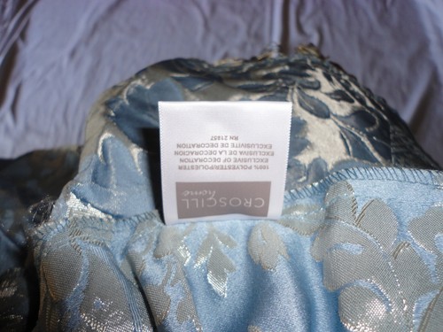 CROSCILL BLUE SATIN FLORAL LEAF DAMASK JACQUARD (1) SWAG WATERFALL VALANCE48X33 - Picture 4 of 4