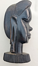 African Tribal Head, Ethnographic Sculpture Bust ...Hand Carved Ebony Wood 