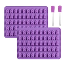 2 Pack Gummy Bear Silicone Mold with Droppers for Candy Chocolate Making