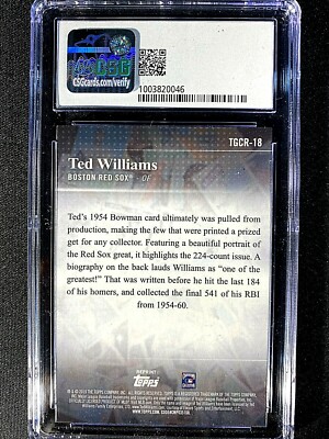 2019 TOPPS CHROME TED WILLIAMS GREATEST REPRINT CSG 9 MINT