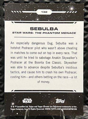 2024 Topps Chrome Star Wars #132 SEBULBA Skywalker Blue Refractor /150 - Picture 3 of 3