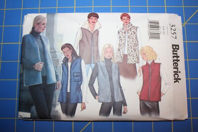 Butterick Pattern #3257 sizes 6,8,10 Misses Vest 5 different Styles
