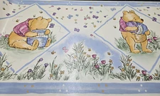 Disney Winnie the Pooh Wallpaper Border Honey Pot Floral Pastel Nursery Decor x2