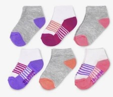 Fruit Of The Loom Toddler Girls Low Cuts Socks 6-Pairs NWT Size LARGE 3-5 Years