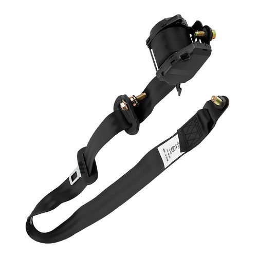 Black Universal Retractable Seat Belt 3 Point Auto Car Lap Adjustable Belt - Photo 10/10