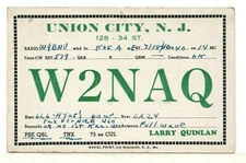 1940 QSL: W2NAQ – Larry Quinlan – Union City, New Jersey