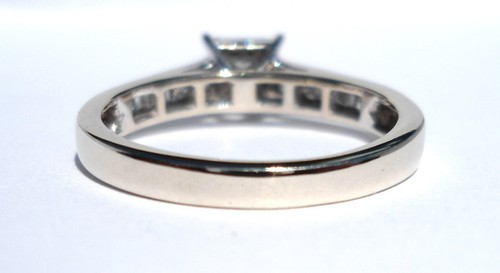14k Solid White Gold Natural Princess Cut Diamond Ring Band W/Accents - Size 6.5 - Picture 9 of 24