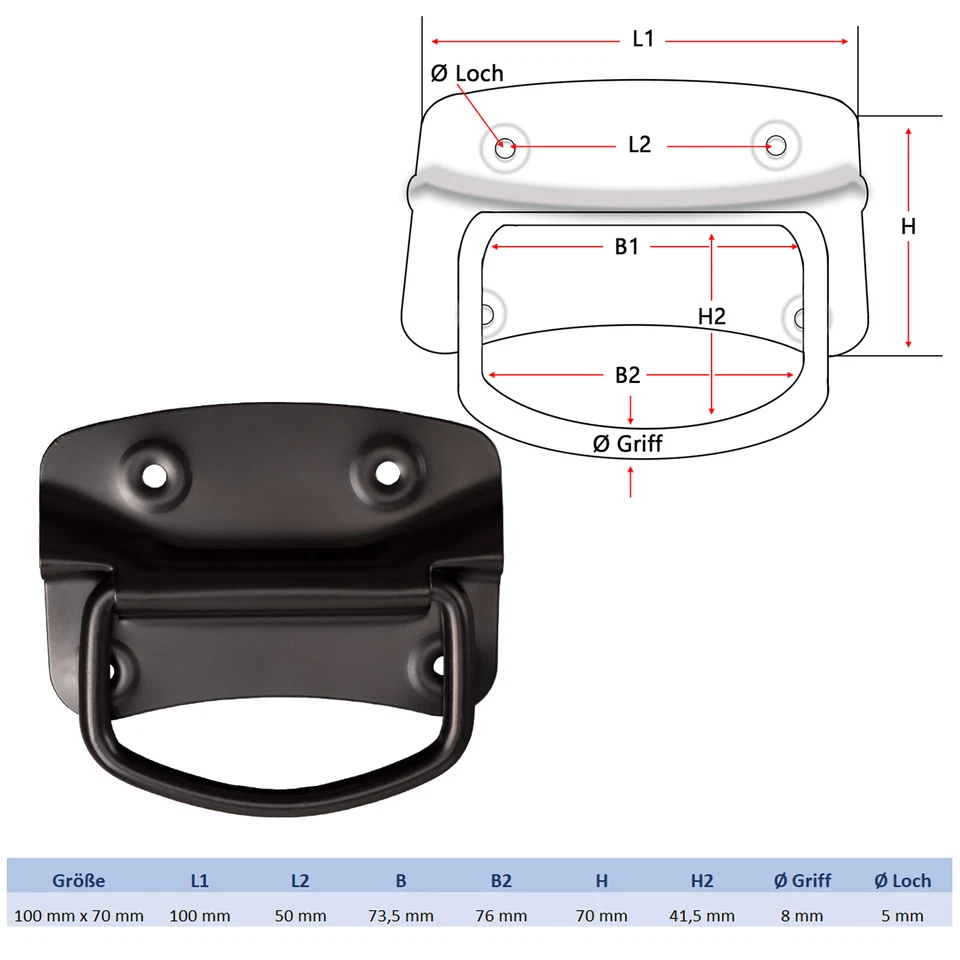 Kistengriff Tragegriff Klappgriff Boxengriff Einlasskistengriff verzinkt Kiste - Bild 4 von 4