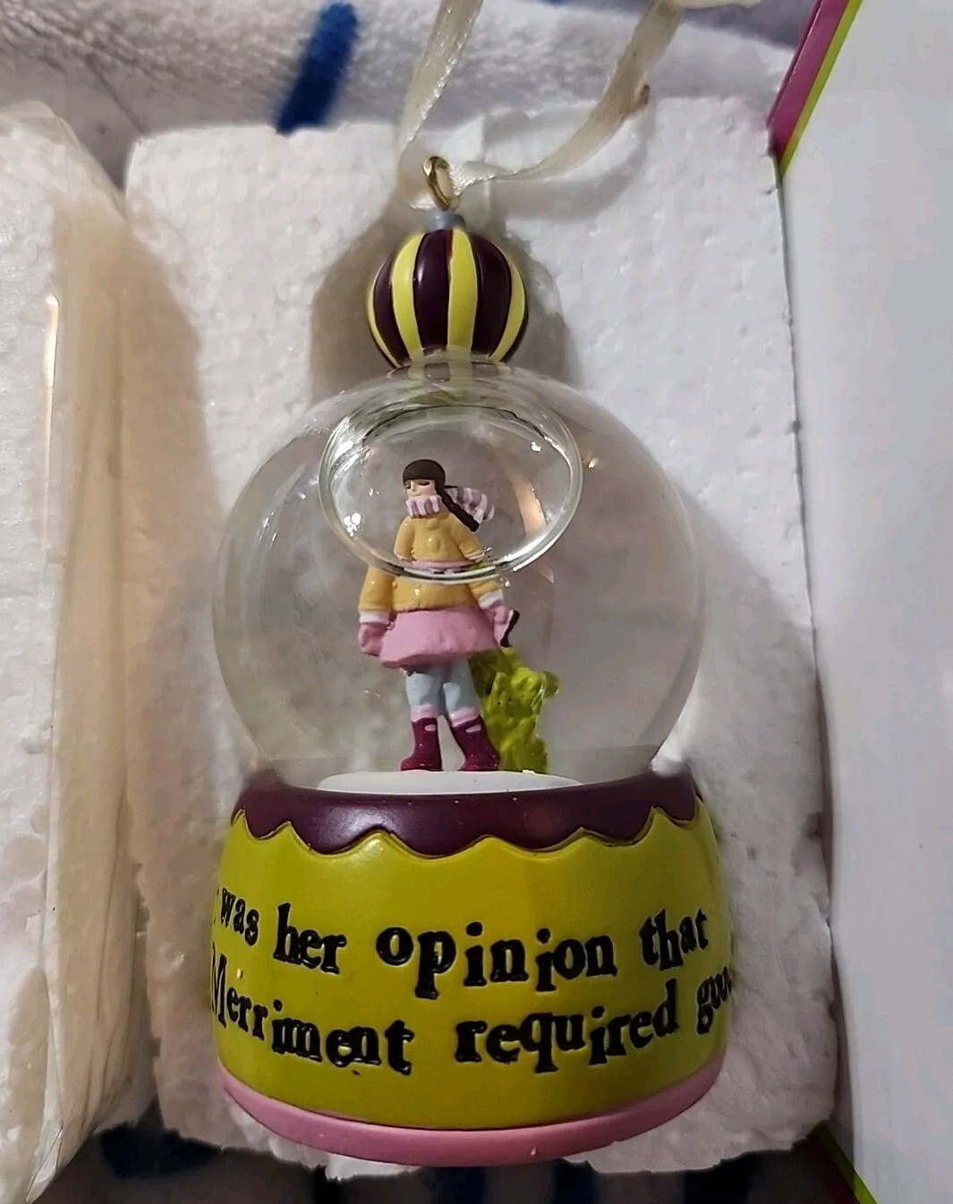 2009 Demdaco Snow Globe Ornament Rare Curly Girl Leigh Standley Design Brand New