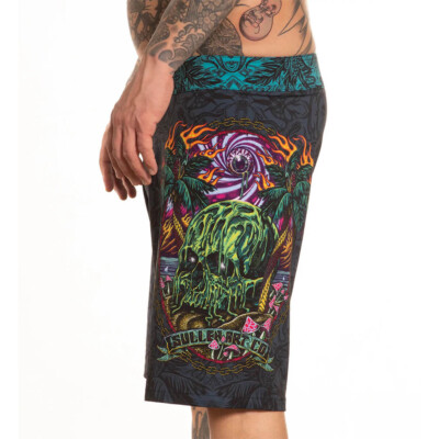 Sullen Clothing Badehose - No Bad Daze Board Shorts Totenschädel Punk Tattoo