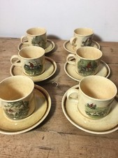 6 Royal Worcester Palissy 'TheFamous Herring Hunting Scenes' Cups & Saucers