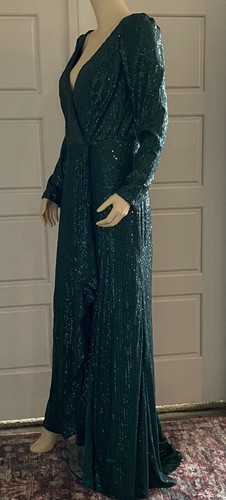 Ieena For Mac Duggal Long Sleeve Sequin Wrap Gown-Size 8 -(FLK #117 B) - Picture 5 of 12