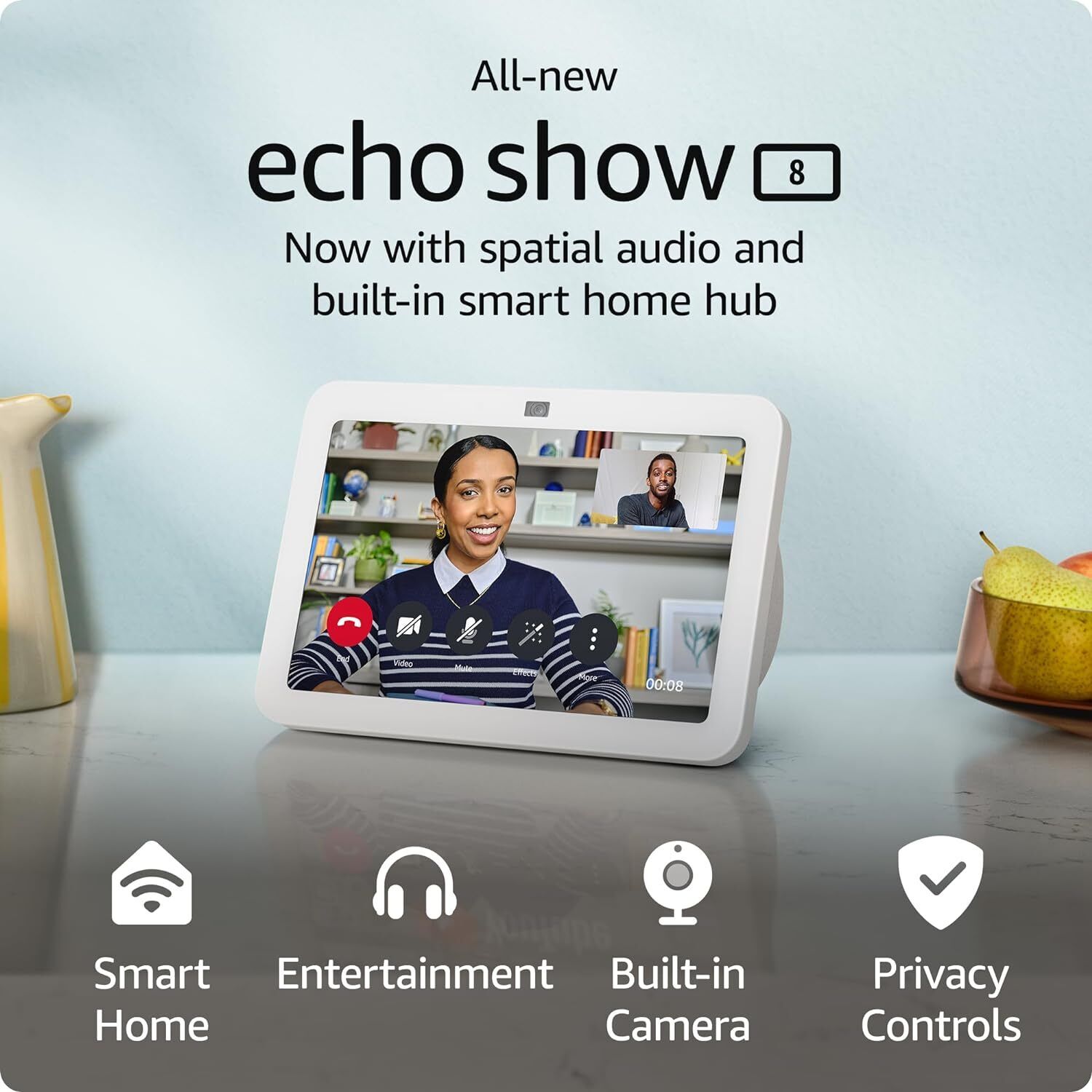 Echo Show 8 (3rd Gen, 2023 release) 8 in. HD Smart Display with  Spatial Audio, Smart Home Hub, and Alexa (Charcoal) B0BLS3Y632 - The Home  Depot