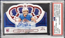 2020 Chronicles Crown Royale Justin Herbert Red Auto /35 RPA PSA 9/10