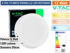V-TAC VT-60012 PANNELLO LED ROTONDO 12W SMD DA PARETE CON DRIVER