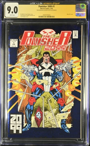 PUNISHER 2099 #1 (1993 Marvel) CGC x JSA 9.0 SS Tom MORGAN Blue FOIL Cover