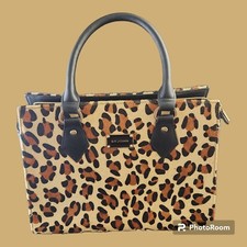 St John Knits Ocelot Print/black Leather Career Bag