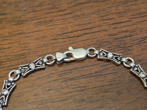 VINTAGE 925 STERLINGSILBER FLIEGE CZ DAMEN ARMBAND "ZW" HERSTELLERMARKE - Bild 4 von 9
