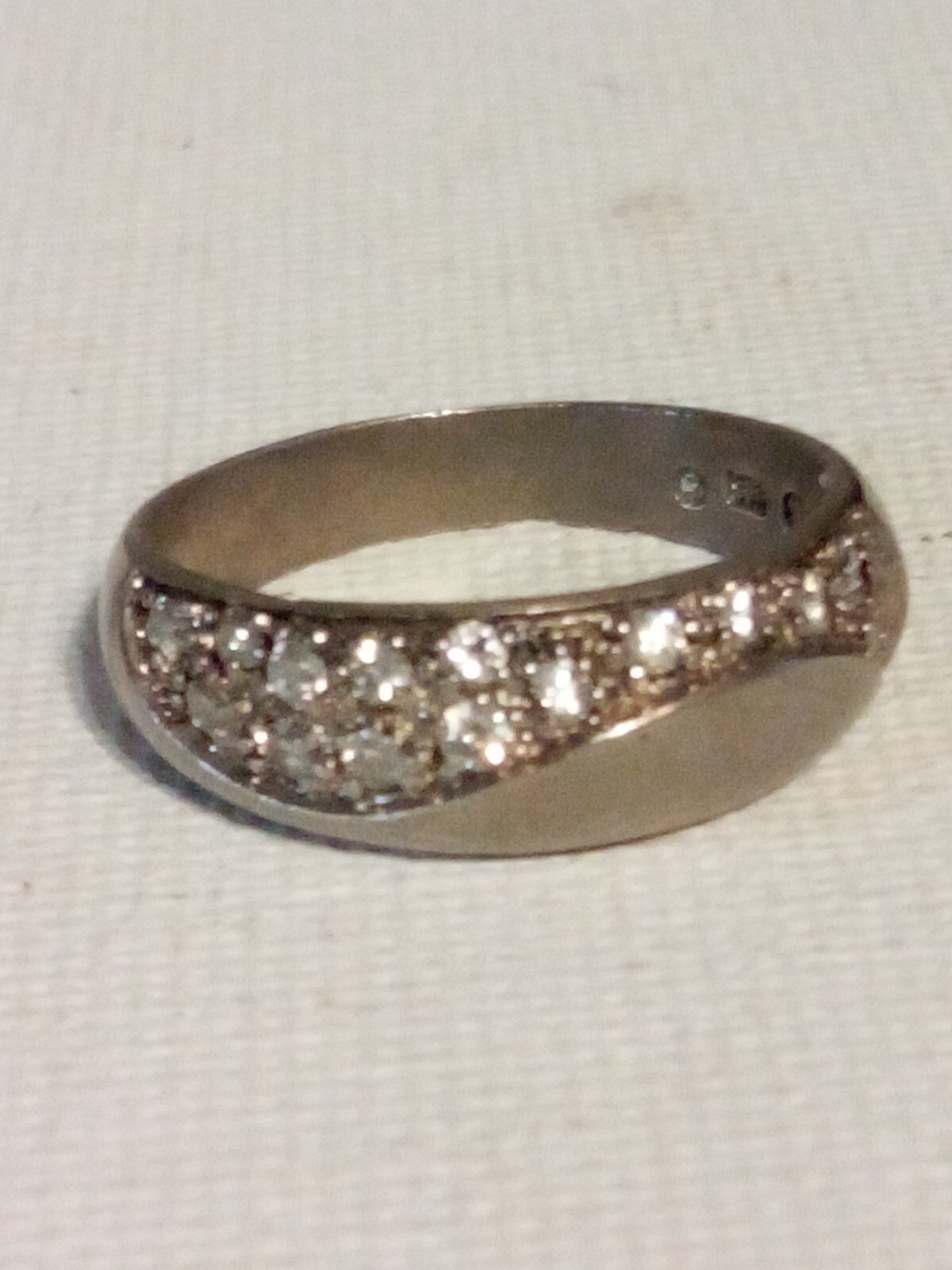 Vintage Cubic Zirconium Wedding Band Wave Style Designer Signed Size 6.75-image