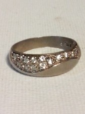 Vintage Cz Wedding Band Wave Style Designer Signed Size 6.75 925 Silver