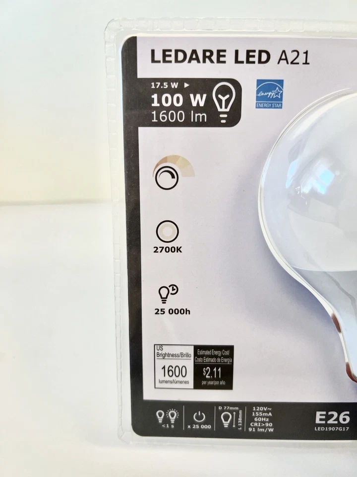 Ikea Ledare LED Bulb, E26, 1600 Lumen - Globe A21 Dimmable - Image 4 of 4
