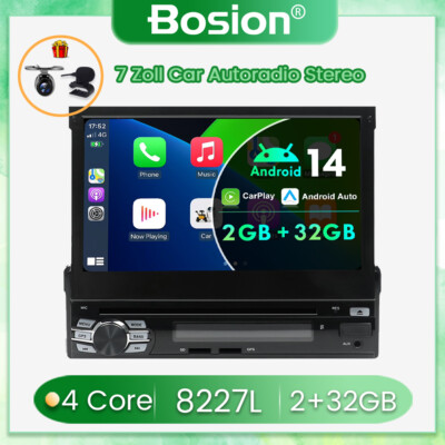 2+32GB 7 Zoll Android 14 Autoradio 1 DIN GPS NAVI DVD DAB+ Bluetooth USB WiFi 