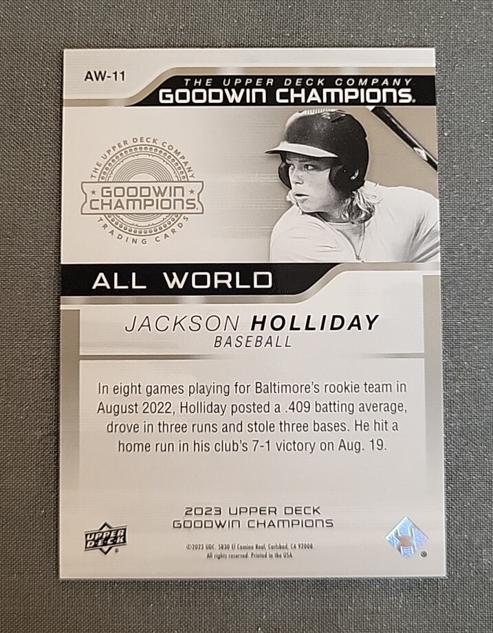 2023 Upper Deck Goodwin Champions All-World Jackson Holliday AW-11 