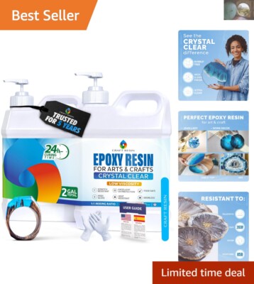 Quick-Curing 2 Gallon Crystal Clear Epoxy Resin - Perfect for DIY Projects