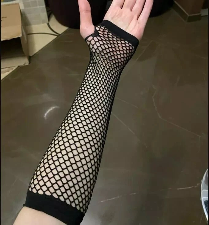 1 Pair Fashion Neon Fishnet Fingerless Long Gloves Leg Arm Cuff Party Wear Fancy - Image 3 of 4