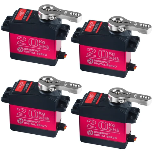 4 Sets 20KG DS3218 Large Torque Digital Servo 180Degree with 25T Servo Arm Full