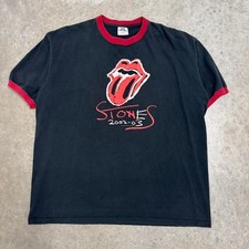 Vintage 2002 The Rolling Stones T-shirt Ringer Satisfaction Tour Black Mens XL
