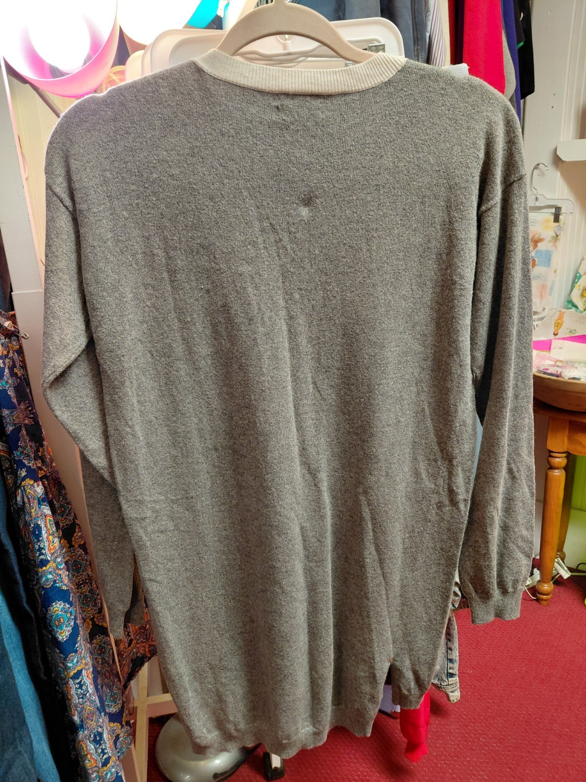 WALLACE Knit Pullover Sweater Gray Button Shoulde… - image 7