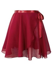 Black Girls Ballet Wrap Skirts Sheer Chiffon Dance Over X-Large Burgundy Women
