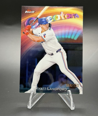 Topps Finest 2025 Wyatt Langford Rangers Creators Sky Blue Refractor #C-20 /150